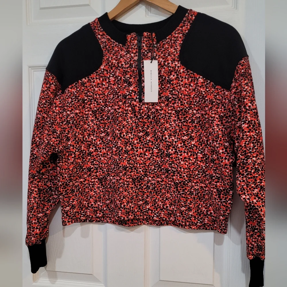 Rebecca Minkoff Sara Floral Print French Cottonterry Cropped Sweatshirt - Picture 1 of 7
